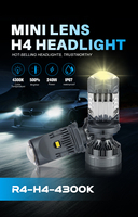 GOODZOOM Ampoule de phare LED H4 à faisceau haut/bas 4300K 9-30V, mini lentille bi-LED à large plage de tension, feux de voiture H4 LED pour voitures et camions