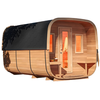 Harga Pabrik Sauna Luar Ruangan Modern yang Dapat Disesuaikan, Terbuat dari Kayu Hemlock Solid dengan Fungsi Tungku Uap Basah Inframerah Jauh untuk 4 Orang