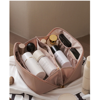 Sac de voyage pour maquillage personnalisé en cuir PU imperméable grande capacité Trousse de toilette cosmétique avec poignée et séparateur