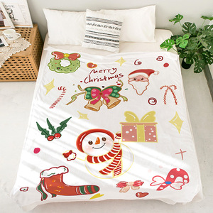 Manta de Franela Navideña con Diseño de Papá Noel, Muñeco de Nieve y Reno, Manta para Siesta, Cálida para el Invierno, Resistente a la Decoloración, Venta al Por Mayor - Product Image 3