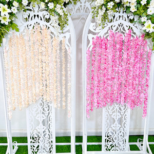 ดอกไฮเดรนเยียประดิษฐ์สีชมพูแบบไหม ยี่ห้อ Queyiyi สำหรับตกแต่งงานแต่งงาน แขวนเพดาน ผนัง ความยาว 2 เมตร - Product Image 4