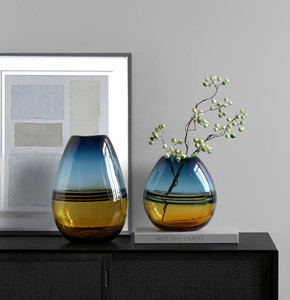 <span class=keywords><strong>Vase</strong></span> en verre moderne à rayures en spirale, Art créatif avec des cols fins et des motifs peints, décoration de la maison - Product Image 4