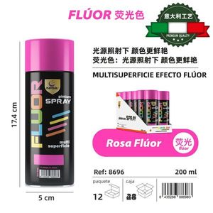 Fluorescent Pink Spray 200ml Multi Surface Paint Rosa Flor - Product Image 3