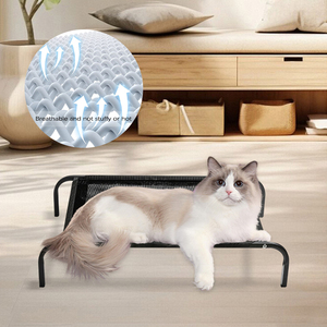 Langlebiges Erhöhtes Faltbares Atmungsaktives Netzgewebe Edelstahl Rechteckiges Haustierbett für Hunde Katzen Abnehmbar Waschbar Karton - Product Image 2