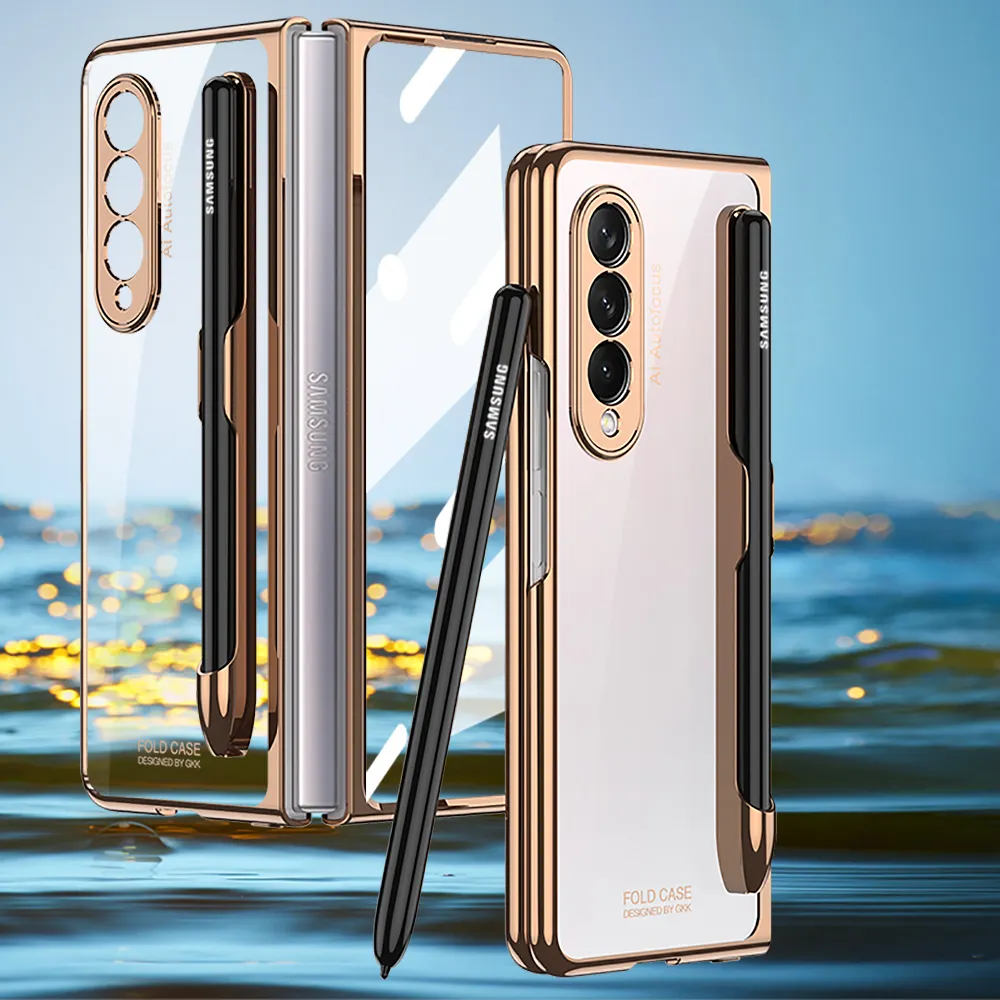 GKK transparent wholesale mobile phone case with pen slot suitable For Samsung Galaxy z fold 3 back cover z fold 4