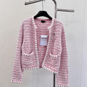 Cárdigan de punto texturizado con ribete en contraste, broche decorativo y diseño abierto en la parte delantera, estilo corto para mujer - Product Image 1