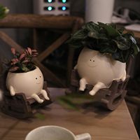 Nouveau pot de fleurs en résine avec personnage de dessin animé mignon, décoration de bureau, pot de fleurs pour plantes succulentes