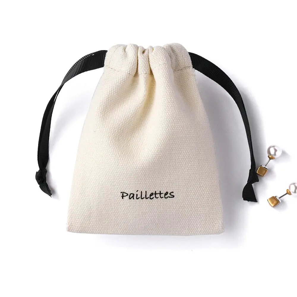 PandaSew 8*10 cm Beige Medium cotton canvas drawstring pouch gift jewelry packaging bags