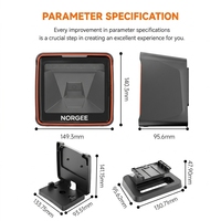 Lecteur de codes-barres 2D de bureau NORGEE N8000 avec interface USB, capacité de lecture de codes QR, conception fixe pour utilisation en supermarché - En stock