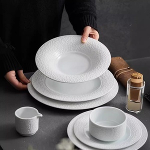 High-Temperature Firing Disposable Pasta Plate Ceramic White Tableware <b>for</b> Western Food Sushi Hotel <b>Dinnerware</b> <b>Set</b> Relief Design - Product Image 4