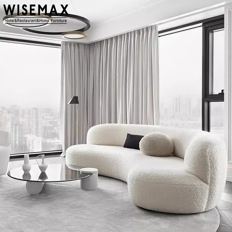 WISEMAX mobili soggiorno pavimento curvo divani modulari tessuto orsacchiotto bianco divano boucle design nordico mobili soggiorno