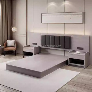 3 Star Hotel Bedroom Furniture Full Room Sets <b>Cheap</b> Wood King Queen Bed <b>Frame</b> with Headboard Nightstands TV Stand & Wardrobe - Product Image 5
