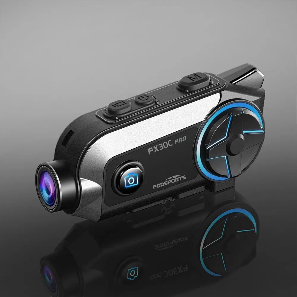 1080P WiFi casco Bluetooth intercomunicadores auriculares Fm Video motocicleta 2 Rider grupo intercomunicador Cámara casco Bluetooth intercomunicador