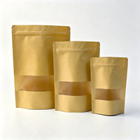 Sacs d'emballage Doypack en papier kraft brun refermables avec fermeture éclair, thermoscellables, pour le stockage alimentaire