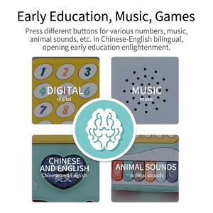 Voiture <span class=keywords><strong>jouet</strong></span> multifonctionnelle bilingue pour l'éveil, avec jeu de tape-taupe, fonctions musicales lumineuses et apprentissage des chiffres - Product Image 3