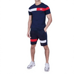 Wholesale New Summer Men's Casual 2PC <b>Suit</b> Set Breathable Polyester/Cotton Short Sleeve <b>T</b>-<b>Shirt</b> & Shorts Matching Relaxed Fit - Product Image 1