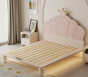Letto per Bambini Imbottito Rosa Principessa con Cassetti Contenitori - Testiera a Corona per Camera da Letto Moderna - Product Image 4