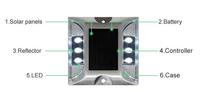 Borne routière LED à œil de chat, clignotante, blanche, rouge, jaune, bleue, double réflecteur, alimentée par énergie solaire, étanche (IP68), en aluminium, pour ingénieurs