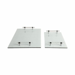 Vassoi moderni rettangolari in vetro per letto o tavolino da caffè, centrotavola decorativi, vassoi decorativi scintillanti per la casa - Product Image 3