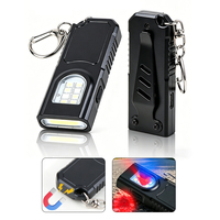 Senter Mini Gantungan Kunci USB Isi Ulang Multifungsi dengan LED Multi-sumber untuk Penggunaan Luar Ruangan
