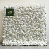 Mur floral 3D réaliste et élégant, fond blanc, fleurs artificielles pour mariage, décoration commerciale et intérieure