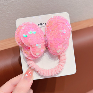 Glitter Sequin <b>Bow</b> Hair Ties High Elastic Ponytail <b>Holders</b> For Baby Girls Kids Hair Accessories - Product Image 5