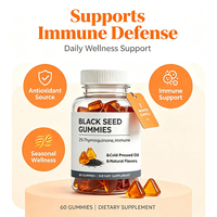 Gummies à l'huile de nigelle saveur naturelle végétaliennes sans OGM soutien immunitaire complément alimentaire 60 unités gummies triangulaires