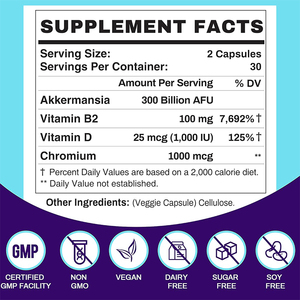 Cápsulas probióticas de Akkermansia de etiqueta privada OEM, vitamina 4 en 1, digestión intestinal, soporte para la salud, fuerza, pared intestinal para adultos - Product Image 2