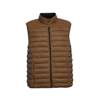 Gilet rembourré épais d'extérieur avec logo personnalisé pour hommes, col montant, poche zippée, veste d'hiver, gilet matelassé noir pour hommes