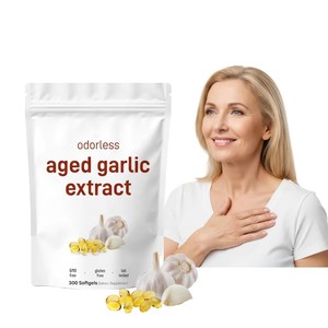 Odorless Aged Garlic Extract Natural Softgel Capsules 300 Count Heart Health Supplement Lower Blood Pressure <strong>Cholesterol</strong> Immune - Product Image 1