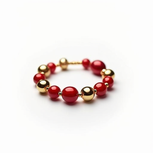 Fashion Beaded <b>Bracelet</b> 316L Stainless Steel PVD Gold Plating <b>Red</b> And Gold Beads For Women Jewelry - Product Image 2