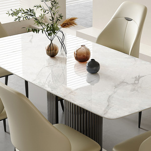 Mesa de Comedor Rectangular de Piedra Natural Italiana de Lujo, Estilo Moderno y Minimalista, para Hogar o Restaurante Pequeño - Product Image 3