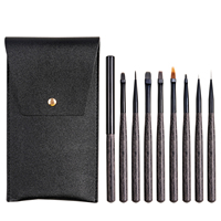 2025 noir solide poignée plat ovale Gel brosse à ongles marque privée personnalisé personnalisé Nail Art brosse Kit