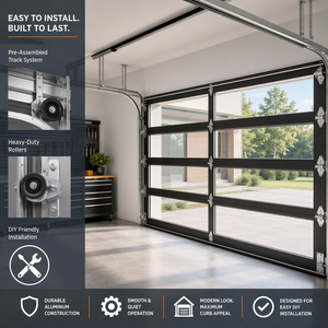 <span class=keywords><strong>Porte</strong></span> <span class=keywords><strong>de</strong></span> <span class=keywords><strong>garage</strong></span> moderne haut <span class=keywords><strong>de</strong></span> gamme en aluminium noir avec panneaux en verre trempé à vue complète pour une esthétique résidentielle haut <span class=keywords><strong>de</strong></span> gamme - Product Image 2