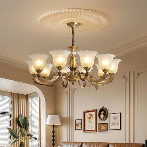 Lámpara de Araña de Cobre Estilo Americano Vintage Francés Retro para Sala de Estar, Nueva Decoración de Hogar de Alta Gama 2025 para Dormitorio y Estudio Zhongshan - Product Image 1