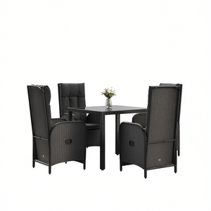 Set da Pranzo da Giardino 4 Posti in Rattan PE Nero, Arredamento da Esterno Contemporaneo Resistente alle Intemperie - Product Image 1