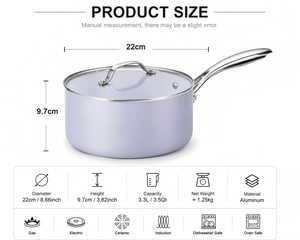 <span class=keywords><strong>Cacerola</strong></span> con Revestimiento Cerámico, Tapa y Asa de Acero Inoxidable, Apta para Cocina de Inducción, <span class=keywords><strong>Horno</strong></span> y Todo Tipo de Estufas - Product Image 2