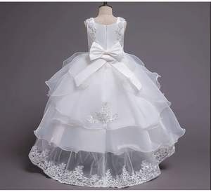 Vestidos Largos de Gasa Dorada para Niñas Sin Mangas con Múltiples Capas Lazo Irregular y Estampado 3D para Anfitrionas de Verano Grupo de Edad Infantil - Product Image 2