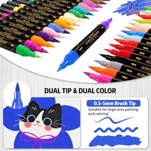 Pennarelli Acrilici 48 <span class=keywords><strong>Colori</strong></span>, 24 Pennarelli Acrilici a Doppia Punta per Pittura su Roccia - Product Image 3