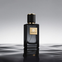 Nouveau design de flacon de parfum unique, flacon de parfum carré noir 50 ml, flacons de parfum vides avec emballage et couvercle