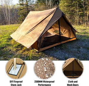 Tente de <span class=keywords><strong>camping</strong></span> carrée quatre saisons Hot Cabin <span class=keywords><strong>Chalet</strong></span> 70 Pro, tente murale portable avec cheminée, deux poteaux, pour 2-3 personnes, randonnée - Product Image 4