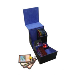 Boîte de rangement portable en carton noir avec intérieur bleu pour cartes à collectionner et jeux de société - Product Image 3