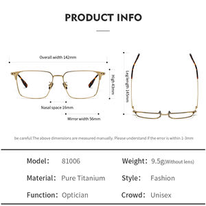 81006 Glasses <strong>Frame</strong> Pure <strong>Titanium</strong> Glasses <strong>Frame</strong> Men Retro Glasses Ultra Light - Product Image 6