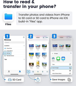 Đầu đọc thẻ SD, Đầu nối 8/Pin và USB C kép, bộ chuyển đổi đầu đọc thẻ nhớ <span class=keywords><strong>TF</strong></span> SD, thẻ <span class=keywords><strong>TF</strong></span>, đĩa USB, cắm và chạy - Product Image 6