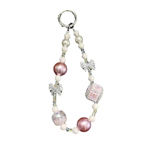 สายคล้องมือถือผู้หญิงแบบหรูหรา พร้อมคลิปหนีบแฟชั่น พิมพ์ลายซิลค์สกรีน ประดับมุก - Product Image 2