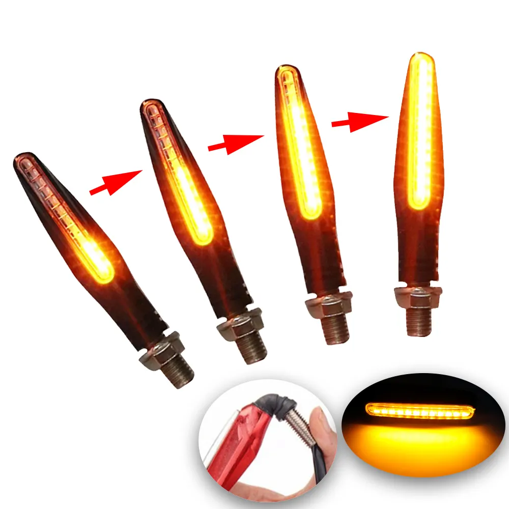 Motorcycle LED Turn Signal Lamp Sequential Flowing Motorbike Turn Signals Indicators Light with Amber Lights 50000hours CE Ross