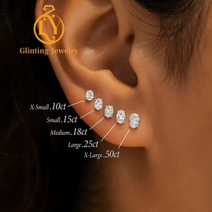 <span class=keywords><strong>Boucles</strong></span> <span class=keywords><strong>d</strong></span>'<span class=keywords><strong>oreilles</strong></span> de luxe en diamant de laboratoire, forme ovale, diamant cultivé en laboratoire, or massif 10K 14K 18K - Product Image 3