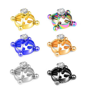 Gran oferta, joyería sin perforación, circón, <span class=keywords><strong>Piercing</strong></span> corporal para <span class=keywords><strong>mujer</strong></span>, tornillo para uñas de pecho, anillo para pezón, <span class=keywords><strong>Piercing</strong></span> de acero inoxidable 316 - Product Image 2