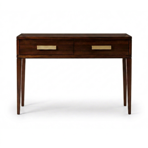 Modern <b>Brown</b> Wood Console <b>Table</b> Vanity Desk with Drawers for Living Room - Product Image 1