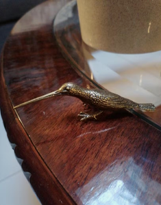 1 件实心黄铜蜂鸟雕像，微型长嘴蜂鸟桌面装饰品，手工雕刻黄铜工艺品 - Product Image 6